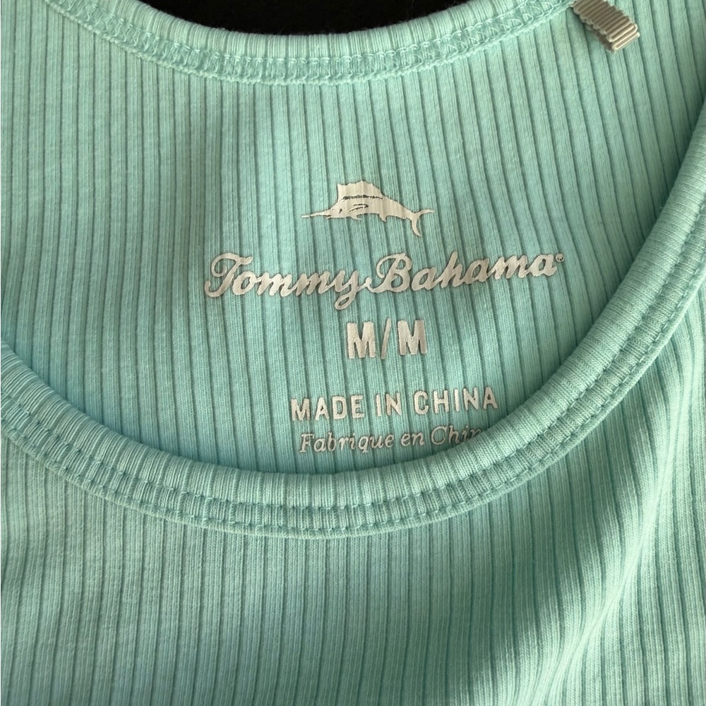 Tommy Bahama seaglass blue ribbed scoop neck tank size medium EUC - Picture 4 of 4
